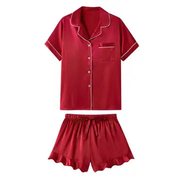 Satin Ruffle PJ Set