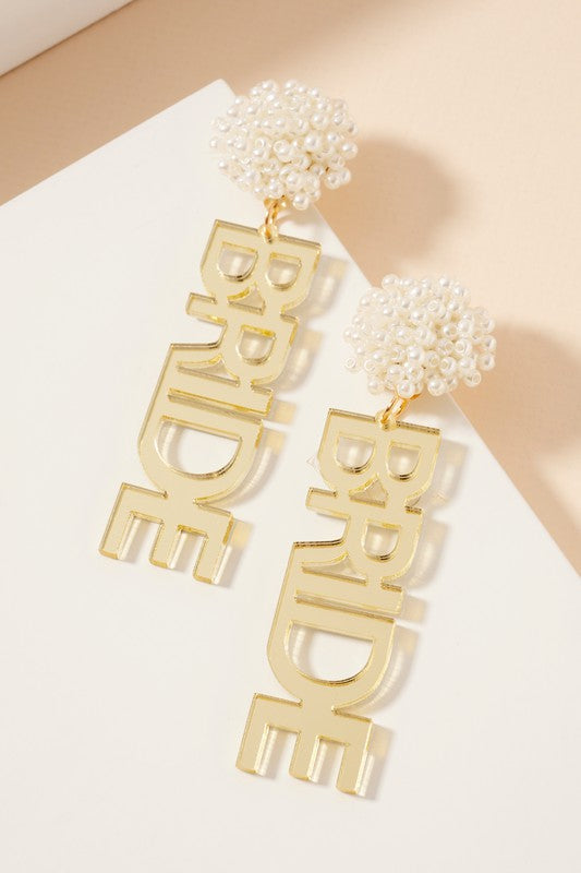 BRIDE Pearl Dangle Post Earrings