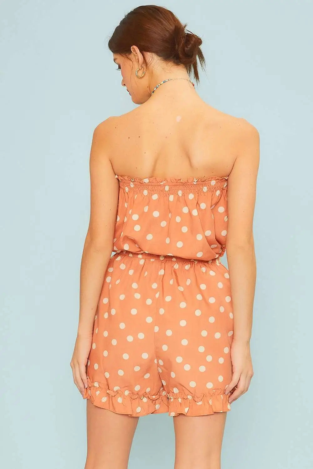 Side Pocket Polkadot Print Romper
